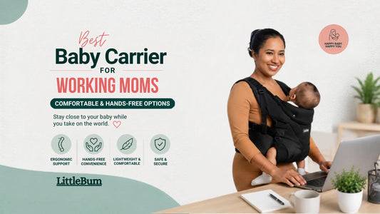 LittleBum Black Shoulder Baby Carrier worn hands-free during daily chores