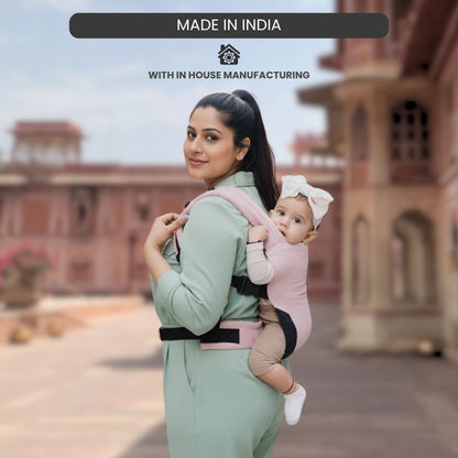LittleBum Lite 3 in 1 Baby Carrier Cum Kangaroo Bag, Ergonomic Carry Sling with Strong Buckle & Strap, for 4 to 12 Month Baby (Colour Dusty Rose)