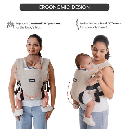 LittleBum Lite 3 in 1 Baby Carrier Cum Kangaroo Bag, Ergonomic Carry Sling with Strong Buckle & Strap, for 4 to 12 Month Baby (Colour Khaki)