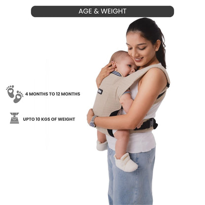 LittleBum Lite 3 in 1 Baby Carrier Cum Kangaroo Bag, Ergonomic Carry Sling with Strong Buckle & Strap, for 4 to 12 Month Baby (Colour Khaki)