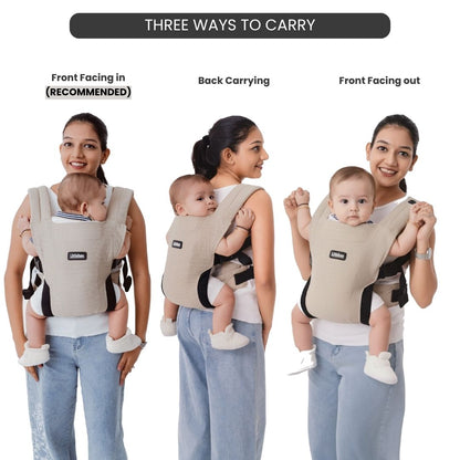 LittleBum Lite 3 in 1 Baby Carrier Cum Kangaroo Bag, Ergonomic Carry Sling with Strong Buckle & Strap, for 4 to 12 Month Baby (Colour Khaki)