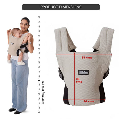LittleBum Lite 3 in 1 Baby Carrier Cum Kangaroo Bag, Ergonomic Carry Sling with Strong Buckle & Strap, for 4 to 12 Month Baby (Colour Khaki)