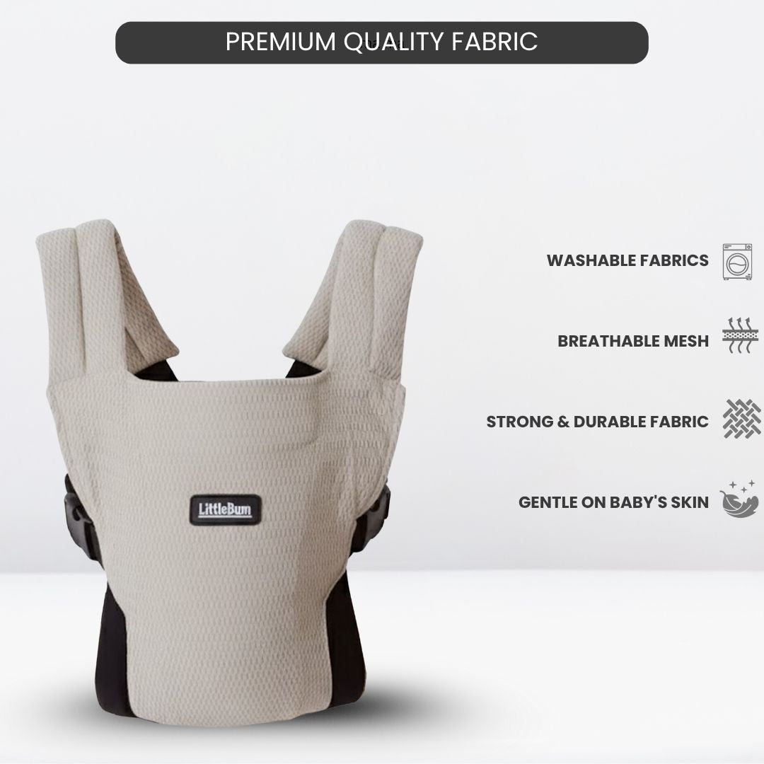 LittleBum Lite 3 in 1 Baby Carrier Cum Kangaroo Bag, Ergonomic Carry Sling with Strong Buckle & Strap, for 4 to 12 Month Baby (Colour Khaki)