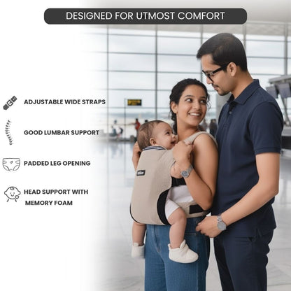 LittleBum Lite 3 in 1 Baby Carrier Cum Kangaroo Bag, Ergonomic Carry Sling with Strong Buckle & Strap, for 4 to 12 Month Baby (Colour Khaki)