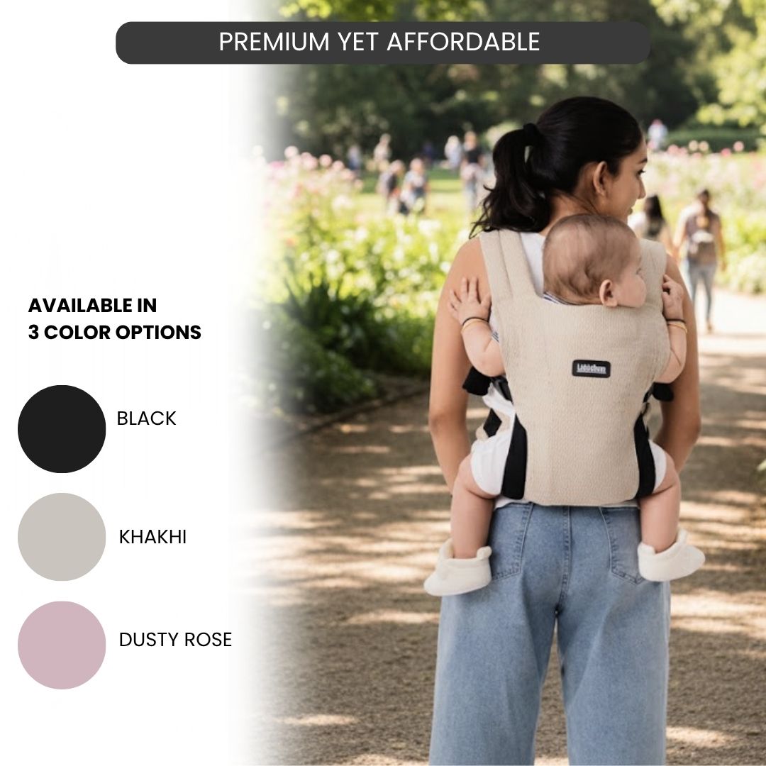 LittleBum Lite 3 in 1 Baby Carrier Cum Kangaroo Bag, Ergonomic Carry Sling with Strong Buckle & Strap, for 4 to 12 Month Baby (Colour Khaki)