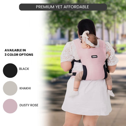 LittleBum Lite 3 in 1 Baby Carrier Cum Kangaroo Bag, Ergonomic Carry Sling with Strong Buckle & Strap, for 4 to 12 Month Baby (Colour Dusty Rose)