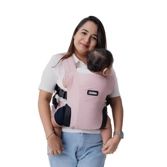 LittleBum Lite 3 in 1 Baby Carrier Cum Kangaroo Bag, Ergonomic Carry Sling with Strong Buckle & Strap, for 4 to 12 Month Baby (Colour Dusty Rose)